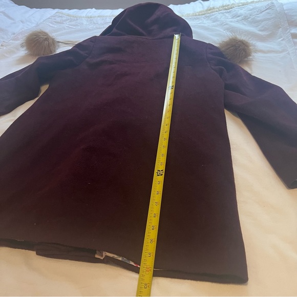 Cath Kidston Women’s Duffle Jacket Faux Fur Pom Poms Toggle Zip Burgundy UK 12 - Picture 11 of 11